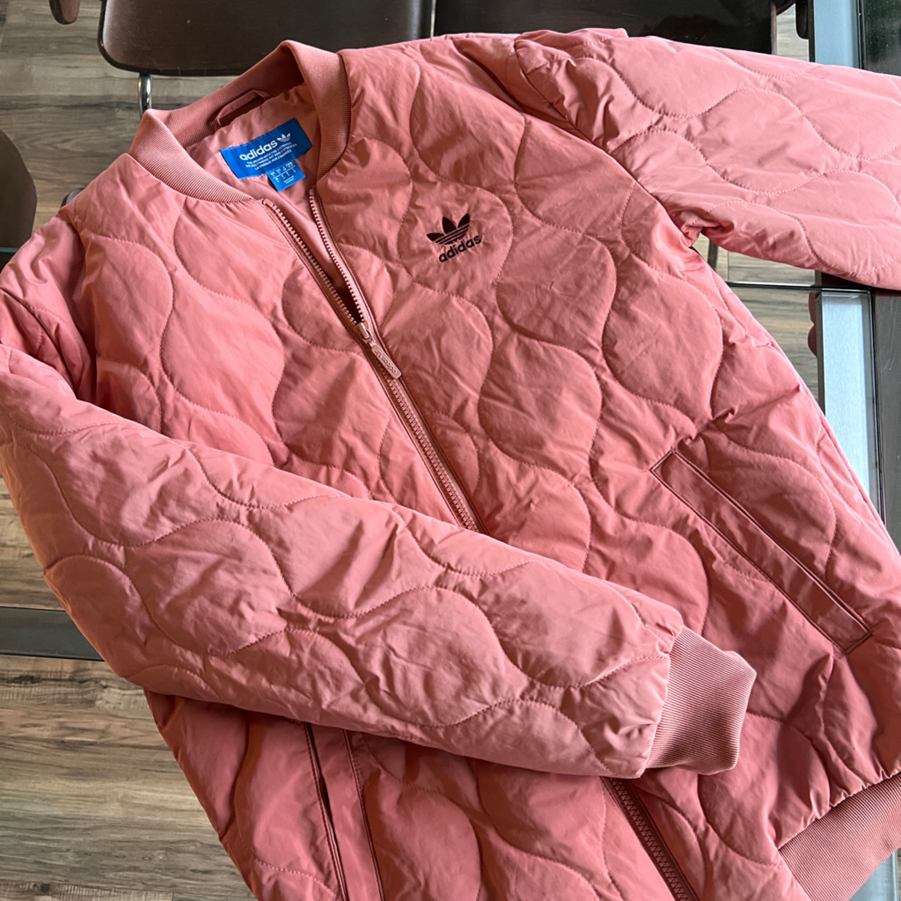 Adidas Women's Pink Quilted Bomber Jacket